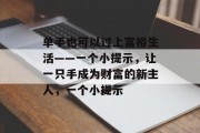 单手也可以过上富裕生活——一个小提示，让一只手成为财富的新主人，一个小提示