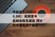 中盐化工(600328.SH)：拟同意中盐碱业股东减资 预计构成重大资产重组
