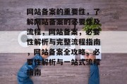 网站备案的重要性，了解网站备案的必要性及流程，网站备案，必要性解析与完整流程指南，网站备案全攻略，必要性解析与一站式流程指南