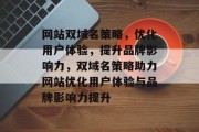 网站双域名策略，优化用户体验，提升品牌影响力，双域名策略助力网站优化用户体验与品牌影响力提升