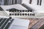 网站优化关键词策略，提升搜索引擎排名的秘籍