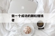 做一个成功的颗粒赚钱者 做一个成功的颗粒赚钱者