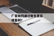 厂家如何通过做生意实现盈利？