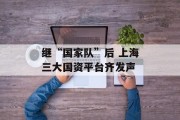 继“国家队”后 上海三大国资平台齐发声