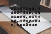 网站流量排名文案，打造高效引流策略，提升网站知名度，高效引流秘籍，打造网站流量排名，提升知名度攻略