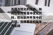 选择与优化的指南，如何在软件开发中优化代码，优化软件开发中的代码，选择最佳的指导和实践