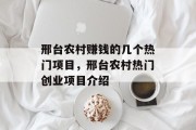 邢台农村赚钱的几个热门项目,邢台农村热门创业项目介绍