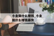 小金做什么赚钱_小金做什么赚钱最快