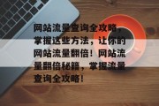 网站流量查询全攻略，掌握这些方法，让你的网站流量翻倍！网站流量翻倍秘籍，掌握流量查询全攻略！