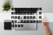夏天的农村，适合做哪些赚钱的好项目？，农村创业，夏日农业、农家乐、采摘园等赚钱好项目推荐