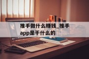 推手做什么赚钱_推手app是干什么的