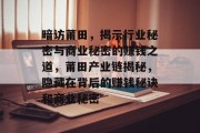 暗访莆田,揭示行业秘密与商业秘密的赚钱之道,莆田产业链揭秘,隐藏在背后的赚钱秘诀和商业秘密