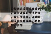 公益网站流量提升策略，如何让爱心传播更远，爱心加速器，公益网站流量提升攻略，助力爱心传播