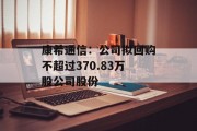 康希通信：公司拟回购不超过370.83万股公司股份