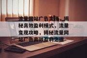 流量网站广告变现，揭秘高效盈利模式，流量变现攻略，揭秘流量网站广告高效盈利之道