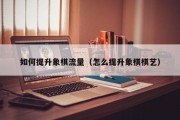 如何提升象棋流量（怎么提升象棋棋艺）