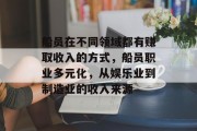 船员在不同领域都有赚取收入的方式，船员职业多元化，从娱乐业到制造业的收入来源