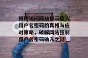 揭秘访问网站提示输入用户名密码的真相与应对策略，破解网站强制用户名密码输入之谜