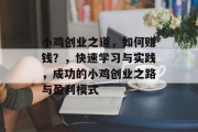 小鸡创业之道，如何赚钱？，快速学习与实践，成功的小鸡创业之路与盈利模式