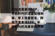 网站流量查询APP，手机时代的流量管理利器，掌上流量管家，网站流量查询APP，手机时代的流量管理神器