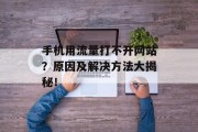 手机用流量打不开网站？原因及解决方法大揭秘！