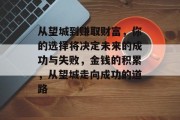 从望城到赚取财富,你的选择将决定未来的成功与失败,金钱的积累,从望城走向成功的道路 从望城到赚取财富,你的选择将决定未来的成功与失败,金钱的积累,从望城走向成功的道路