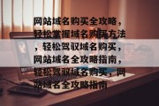 网站域名购买全攻略，轻松掌握域名购买方法，轻松驾驭域名购买，网站域名全攻略指南，轻松驾驭域名购买，网站域名全攻略指南