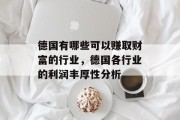 德国有哪些可以赚取财富的行业,德国各行业的利润丰厚性分析 德国有哪些可以赚取财富的行业,德国各行业的利润丰厚性分析