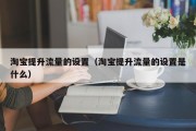 淘宝提升流量的设置（淘宝提升流量的设置是什么）