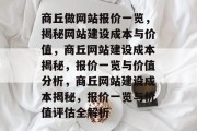 商丘做网站报价一览，揭秘网站建设成本与价值，商丘网站建设成本揭秘，报价一览与价值分析，商丘网站建设成本揭秘，报价一览与价值评估全解析