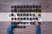 山东电信免费流量网站攻略，轻松获取额外流量，畅享网络生活，山东电信免费流量攻略，轻松解锁额外流量，畅享网络无忧
