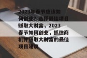 2023年春节应该如何创业?选择最佳项目赚取大财富,2023春节如何创业,抓住商机并赚取大财富的最佳项目建议