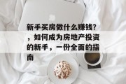 新手买房做什么赚钱？，如何成为房地产投资的新手，一份全面的指南