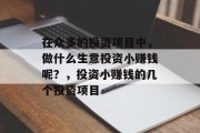 在众多的投资项目中，做什么生意投资小赚钱呢？，投资小赚钱的几个投资项目
