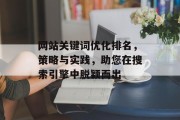 网站关键词优化排名，策略与实践，助您在搜索引擎中脱颖而出