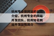 杭州专业做网站的公司介绍，杭州专业的网站开发团队，杭州知名网站开发公司简介