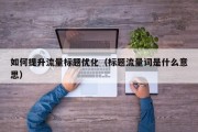 如何提升流量标题优化（标题流量词是什么意思）