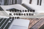 今年做什么小本生意赚钱_今年做什么生意好投资小的