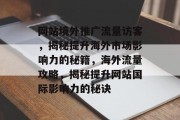 网站境外推广流量访客，揭秘提升海外市场影响力的秘籍，海外流量攻略，揭秘提升网站国际影响力的秘诀
