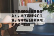 当下最赚钱的生意是什么?,当下最赚钱的生意,探索热门盈利领域的机会与挑战 当下最赚钱的生意是什么?,当下最赚钱的生意,探索热门盈利领域的机会与挑战