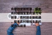 农村创业新机遇，探索农村赚钱生意的潜力与前景，农村创业新机遇，探索农村赚钱生意的潜力与前景