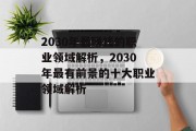 2030年最赚钱的职业领域解析，2030年最有前景的十大职业领域解析