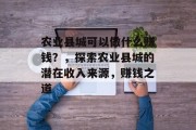 农业县城可以做什么赚钱？，探索农业县城的潜在收入来源，赚钱之道
