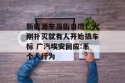 新能源车当街自燃！火刚扑灭就有人开始撬车标 广汽埃安回应:系个人行为