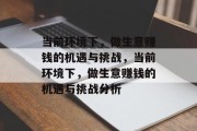 当前环境下，做生意赚钱的机遇与挑战，当前环境下，做生意赚钱的机遇与挑战分析