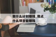 做什么计划赚钱_做点什么项目能赚钱