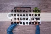 选择与机遇，探讨哪些生意能带来可观的收益，选择与机遇，探讨哪些生意具有高收益潜力