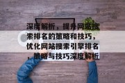 深度解析，提升网站搜索排名的策略和技巧，优化网站搜索引擎排名，策略与技巧深度解析