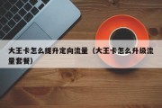大王卡怎么提升定向流量（大王卡怎么升级流量套餐）