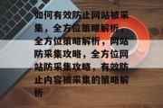 如何有效防止网站被采集，全方位策略解析，全方位策略解析，网站防采集攻略，全方位网站防采集攻略，有效防止内容被采集的策略解析